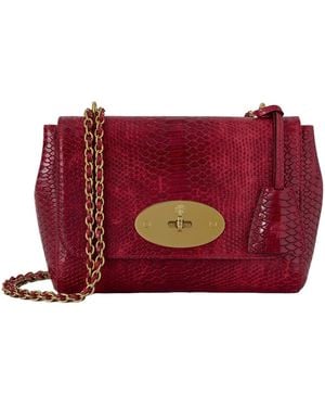 Mulberry Snake-Embossed Flap Bag - Red