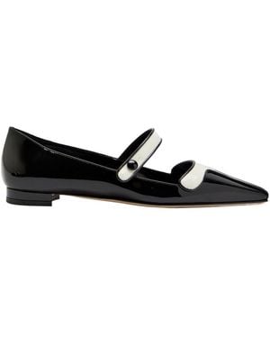 Manolo Blahnik Ganeus Patent Leather Flats - Black