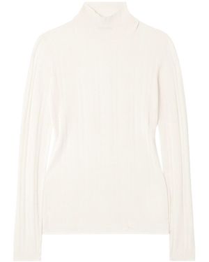Carven Ribbed Silk Turtleneck Sweater - White