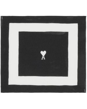 Ami Paris Ami De Coeur Printed Scarf - Black