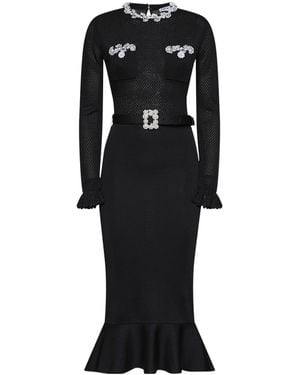 Self-Portrait Long-Sleeved Dress - Black