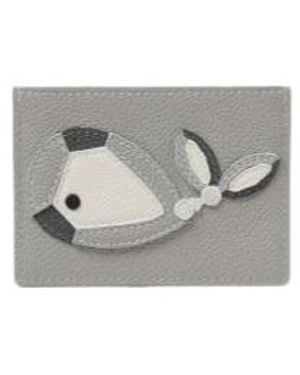 Thom Browne Leather Card Holder - Grey