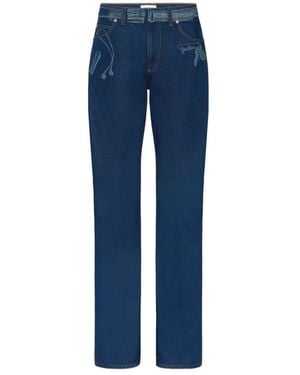 Jean Paul Gaultier Printed Denim Jeans - Blue