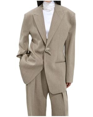 Bottega Veneta Wool And Linen Melange Jacket - Natural
