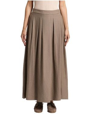 Peserico Pleated Maxi Skirt - Brown
