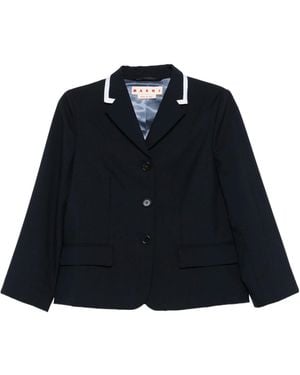 Marni Tropical Contrast-Trim Blazer - Blue