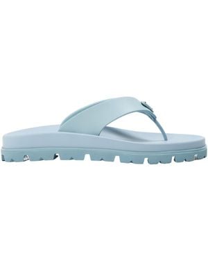Prada Soft Cage Vinyl Thong Sandals - Blue