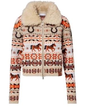 Stella McCartney Intarsia Virgin Wool Zip-Up Cardigan - White