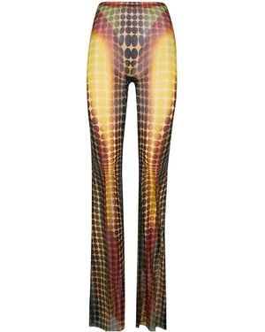 Jean Paul Gaultier Optical Print Flared Trousers - Orange