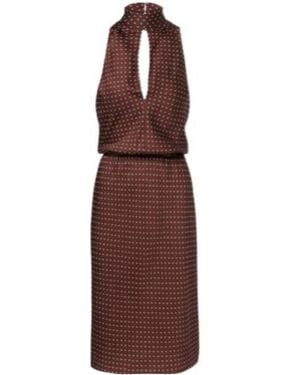 Posse Phoebe Polka-Dot Halterneck Midi Dress - Purple