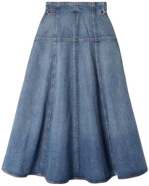 Ulla Johnson Embellished Paneled Denim Midi Skirt - Blue