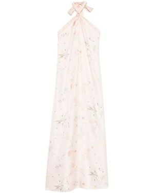 forte_forte Tie-Neck Floral-Print Maxi Dress - White