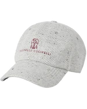Brunello Cucinelli Chevron Embroidered Baseball Cap - White
