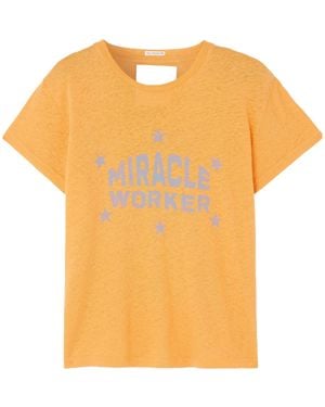 Mother Linen-Blend Jersey T-Shirt - Orange