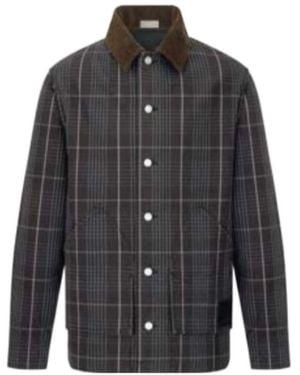 Dior Homme Checked Long-Sleeved Jacket - Gray
