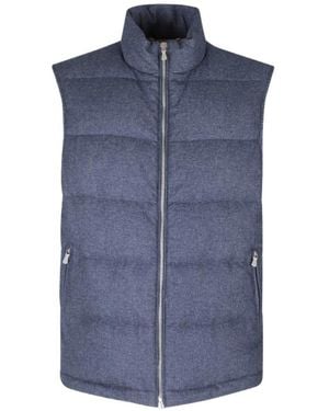 Eleventy Stand-Collar Zip-Up Vest - Blue