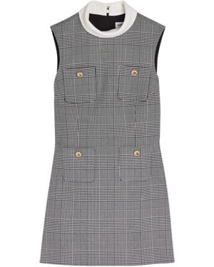 Self-Portrait Prince Of Wales Checked Woven Mini Dress - Gray