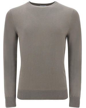 Malo Ribbed-Trim Cotton Jumper - Grey