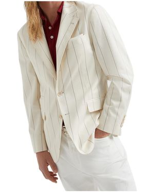 Brunello Cucinelli Striped Blazer - White