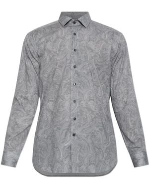 Etro Paisley-Print Long-Sleeve Shirt - Gray