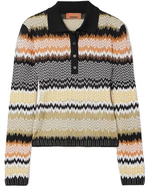 Missoni Striped Crochet Polo Shirt - Metallic