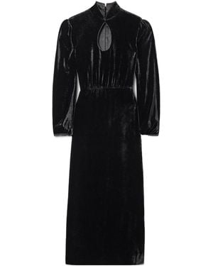 Saloni Velvet Turtleneck Midi Dress - Black