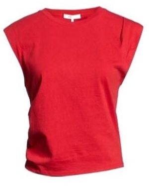 Rag & Bone Crew-Neck Cap-Sleeve Top - Red