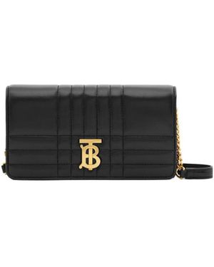 Burberry Lola Logo Plaque Chained Wallet - White