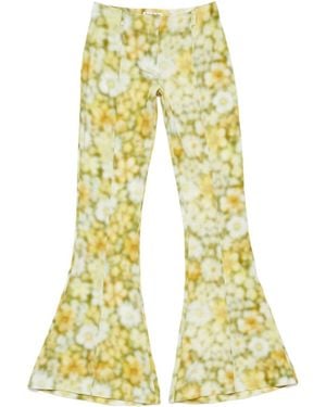 Acne Studios Abstract-Print Flared Trousers - Yellow