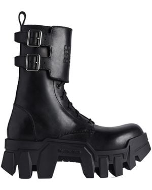 Balenciaga Bulldozer Combat Lace-Up Boots - Black
