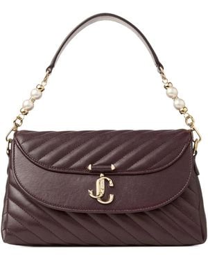 Jimmy Choo Curved-Quilt Shoulder Bag - Brown