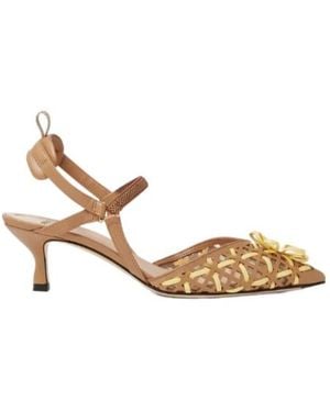 Fendi Light And Leather Medium-Heeled Slingbacks - Metallic