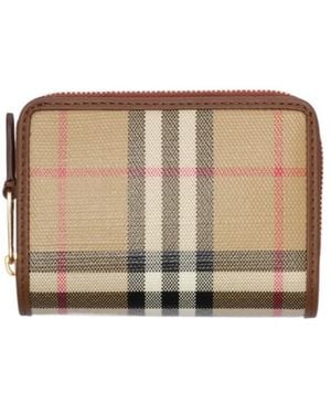 Burberry Small Check Zip Wallet - Natural