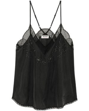 Zadig & Voltaire Christy Silk Strass Paisley Top - Black