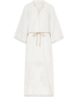 Zimmermann Coco Embroidered Maxi Dress in Natural | Lyst