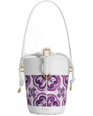 Dolce & Gabbana Floral-Print Bucket Bag - White