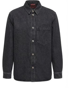 Gucci Long-Sleeved Denim Shirt - Blue