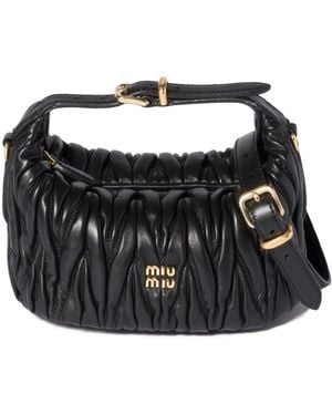 Miu Miu Pochette En Cuir Nappa Matelassé - Black