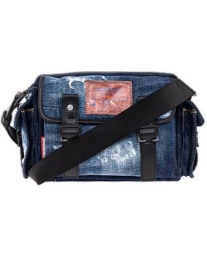 DSquared² Five Pocket Distressed Crossbody Bag - Blue