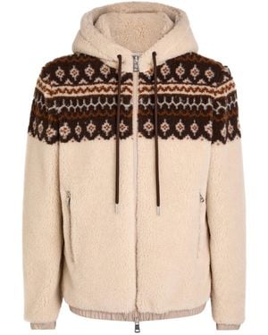 Moncler Hooded Teddy Fleece Jacket - Natural