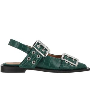 Ganni Slingback Ballet Flats - Green