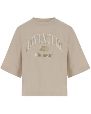 Pinko Logo Printed Crewneck T-Shirt - Natural