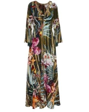 CAMILLA Floral Silk Cutout Maxi Dress - Black