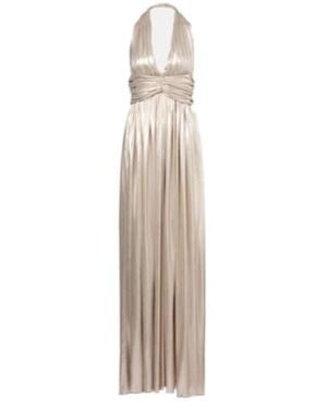 Giambattista Valli Halterneck Open-Back Lamé Jersey Gown - Natural