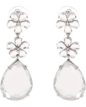 Self-Portrait Crystal Flower Tiered Earrings - White