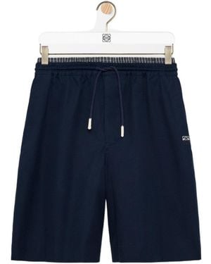 Loewe Elastic-Waist Logo Shorts - Blue
