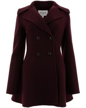 Alaïa Alaïa Double Breasted Long Sleeved Coat - Purple