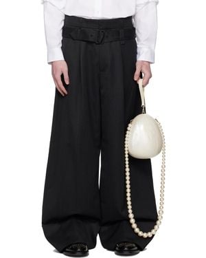 Simone Rocha Wide Leg Multi Belt Loop Pants - Black