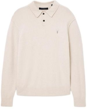 AllSaints Knitted Polo Shirt - White