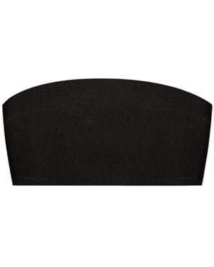 Fabiana Filippi Ribbed Strapless Cropepd Bandeau Top - Black